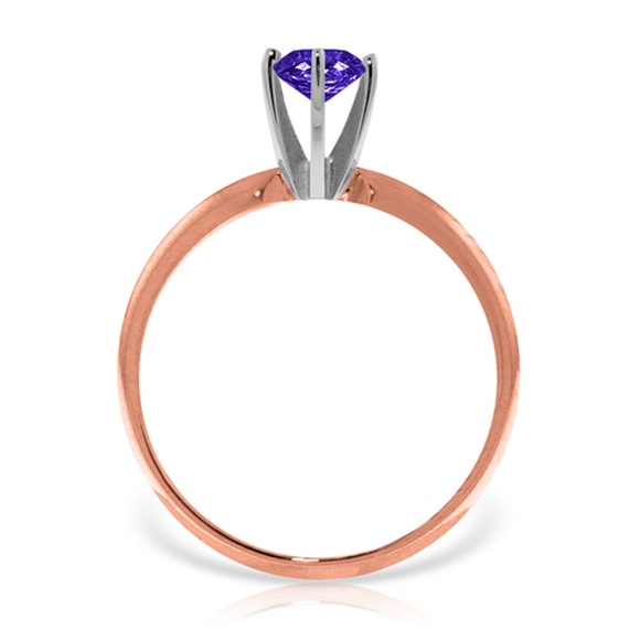 SOLID GOLD SOLITAIRE RING WITH NATURAL AMETHYST - Picture 3 of 5